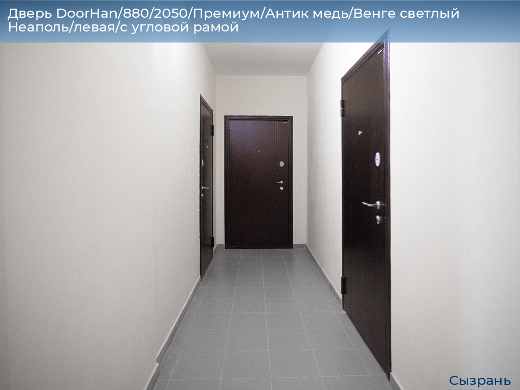 Дверь DoorHan/880/2050/Премиум/Антик медь/Венге светлый Неаполь/левая/с угловой рамой, syzran.doorhan.ru