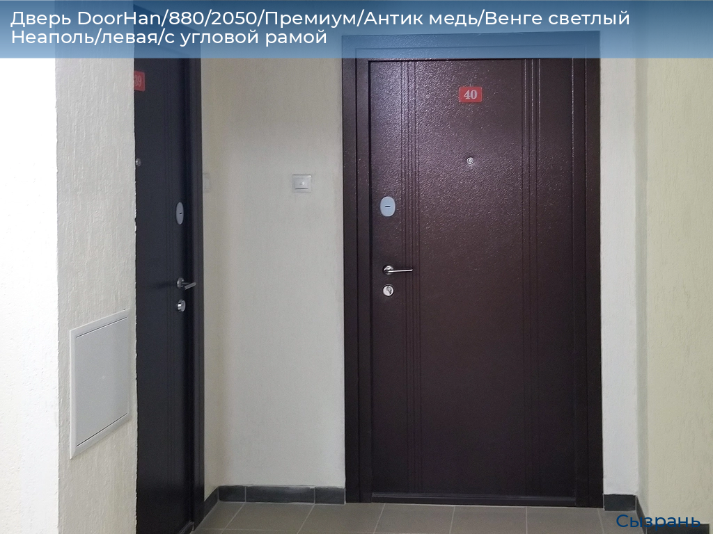 Дверь DoorHan/880/2050/Премиум/Антик медь/Венге светлый Неаполь/левая/с угловой рамой, syzran.doorhan.ru